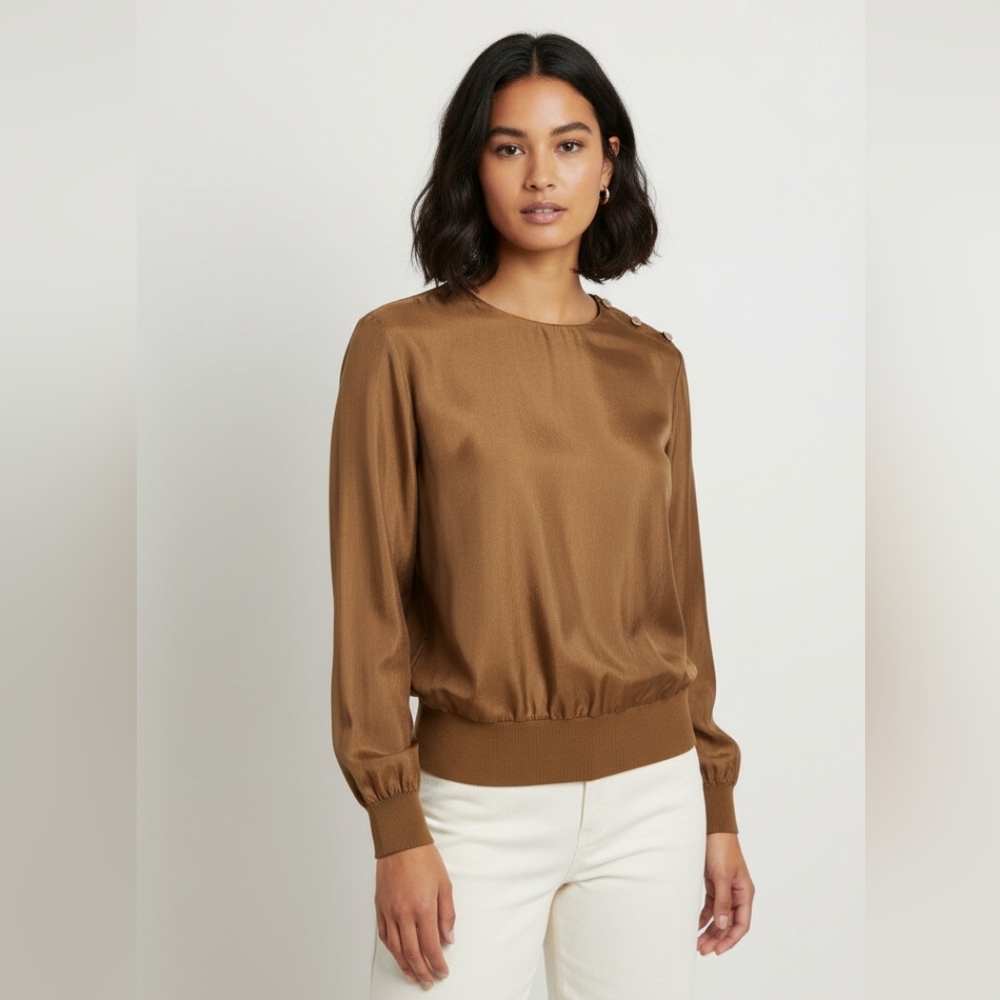 Vintage Justine Todd Camel Brown Top Size Medium